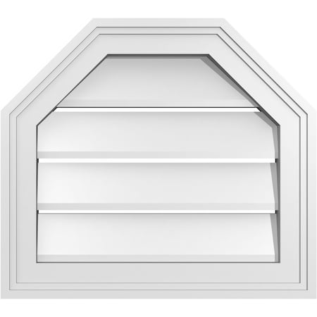 Ekena Millwork Octagonal Top Surface Mount PVC Gable Vent w/ 2"W x 1-1/2"P Brickmould Frame, 18"W x 16"H GVPOT18X1602SF